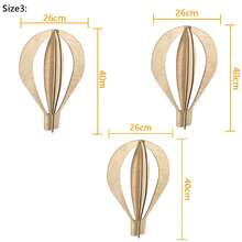 3pcs/Set Wooden Hot Air Balloon Decor, 3D Effect Birch Wood Crafts, Decoration For Children's Room, Kindergarten, Wall - Multicolor - View 10