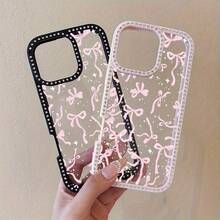 Funda para Teléfono - Funda de teléfono de doble cara a la moda con diseño de lazo rosa, con apariencia transparente e incrustaciones de diamantes, compatible con varios modelos de Apple , incluyendo las versiones Pro Max y Plus.Adecuado para varios modelos de : 17, 16, 15, 14, 13, 12, 11, Plus, Air, Pro Max. - transparente - Ver 8