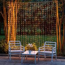 1 Stück, 3m X 3m / 9,8ft X 9,8ft, batteriebetrieben, Märchen LED Vorhang Lichterkette, Weihnachten, Halloween, Zimmer, Party, Hochzeit, Hintergrund Atmosphäre Dekoration - Batteriekasten-Vorhangleuchte - Übersicht 6