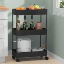 Carro de almacenamiento multifuncional de 3/5/6 capas, herramienta de almacenamiento para el hogar, estante de almacenamiento multifuncional para baño, oficina y cocina - Caqui - Ver 5