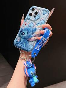 Disney Lilo And Stitch Phone Case : 3D Fluffy Pattern Border Protector Phone Soft Phone Case With A Free Cute Stitch Bracelet Chain Lanyard, Stitch, Lilo, Angel, For Apple 17 Promax 17 Pro 16 15 14 13 12 11 Pro Max XS Max X XR Soft Cover Summer Phone Case - 白色 - 查看 4
