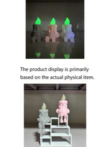 Creative 3D Printed Glow-In-The-Dark Candle Man Figurine, Healing Desktop Decor, Mini Ornament, Desktop Companion Accessory, Suitable For Decoration/Computer Decor, Home Decor - Multicolor - View 4