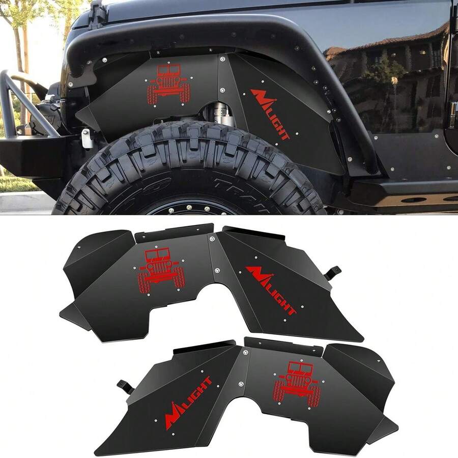Nilight Front Inner Fender LinersWheel Cover Fit For 2007-2018 Off-Road Jeap JK JKU 4WD (4-Door/2-Door) Unlimited Bolt-On Style Fender Flares Splash Guards - A - View 1