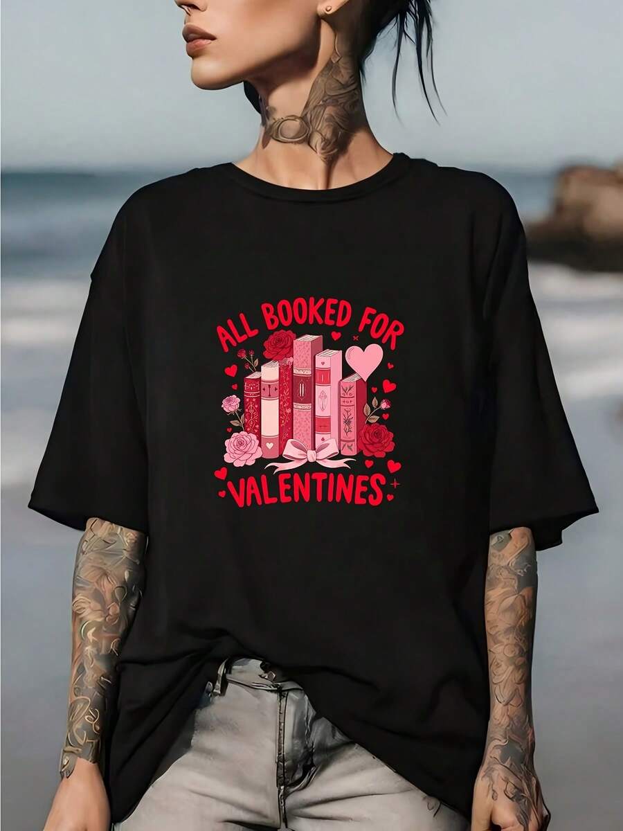 Valentine's Day Is Full Of Love Stories. Printed T-Shirts For Men And Women, Matching Couple Sets, And A Great Gift Option For Couples' Holiday Celebrations. This Ultra-Lightweight 180g Crew Neck T-Shirt Is A And Novelty Item That's A Must-Have For Valentine's Day. - 黑色 - 查看 1
