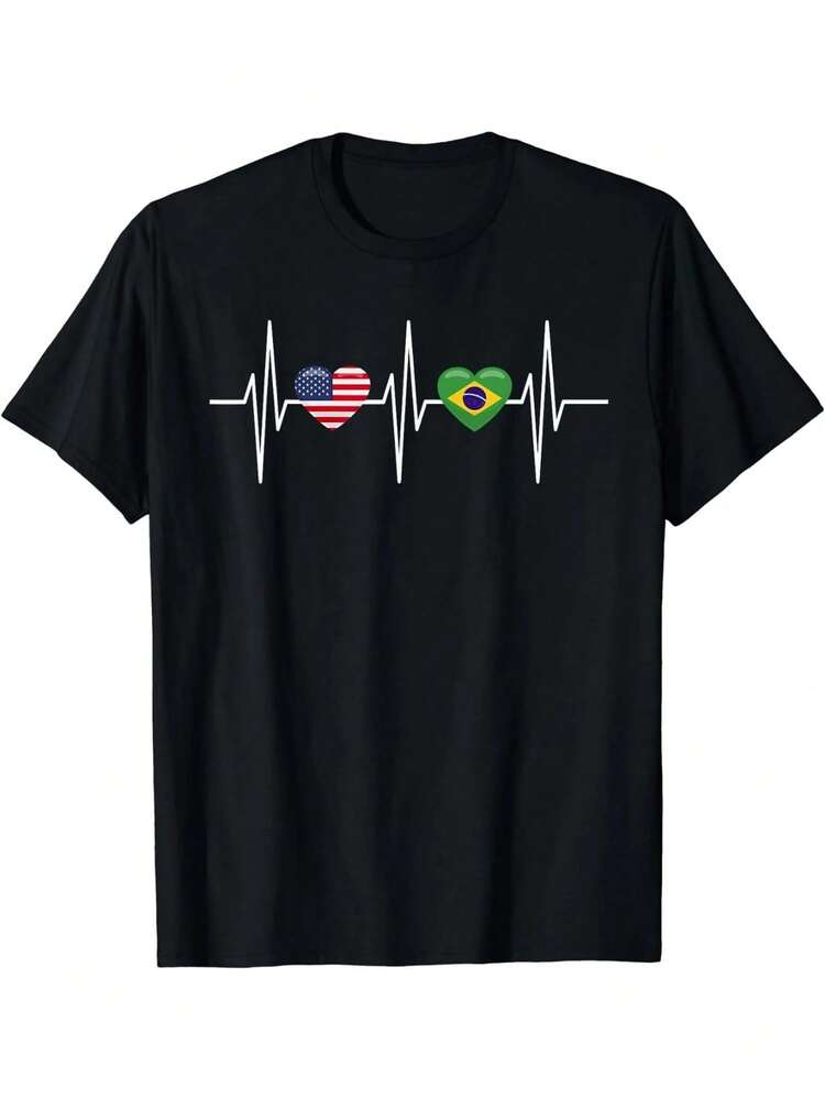 Camiseta unisex, para adolescentesTripulaciónCuelloInformalCamisetaconUnilateralImprimir,PerfectoparaFamiliaYAmigos,EE.UU.Camiseta con la bandera de Brasil para adolescentes, ropa de mujer, blusas para mujer, camisas casuales, blusas para mujer, camisas para mujer, conjunto casual diario, corte regular, combinación diaria, estampado gráfico, conjunto casual deportivo diario, corte regular, combinación diaria, estampado gráfico, casual deportivo. - Negro - Añade 5