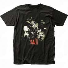 High-Quality Pure Cotton T-Shirt With Head Torture Print From The Saw Horror Movie For Women, Pastel Retro Gothic Style, Decadent Aesthetic. - 黑色 - 查看 2