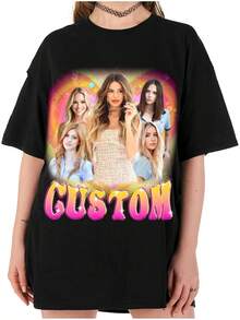 LucBuy Camisetas Personalizadas de Rap Pirata, Sudadera Extragrande con Texto y Fotos de Caras Retro Personalizadas, Cara Gráfica Cuello Redondo Casual Hombro Caído Sudaderas con Capucha Regalos - Estilo 7 - Ver 1
