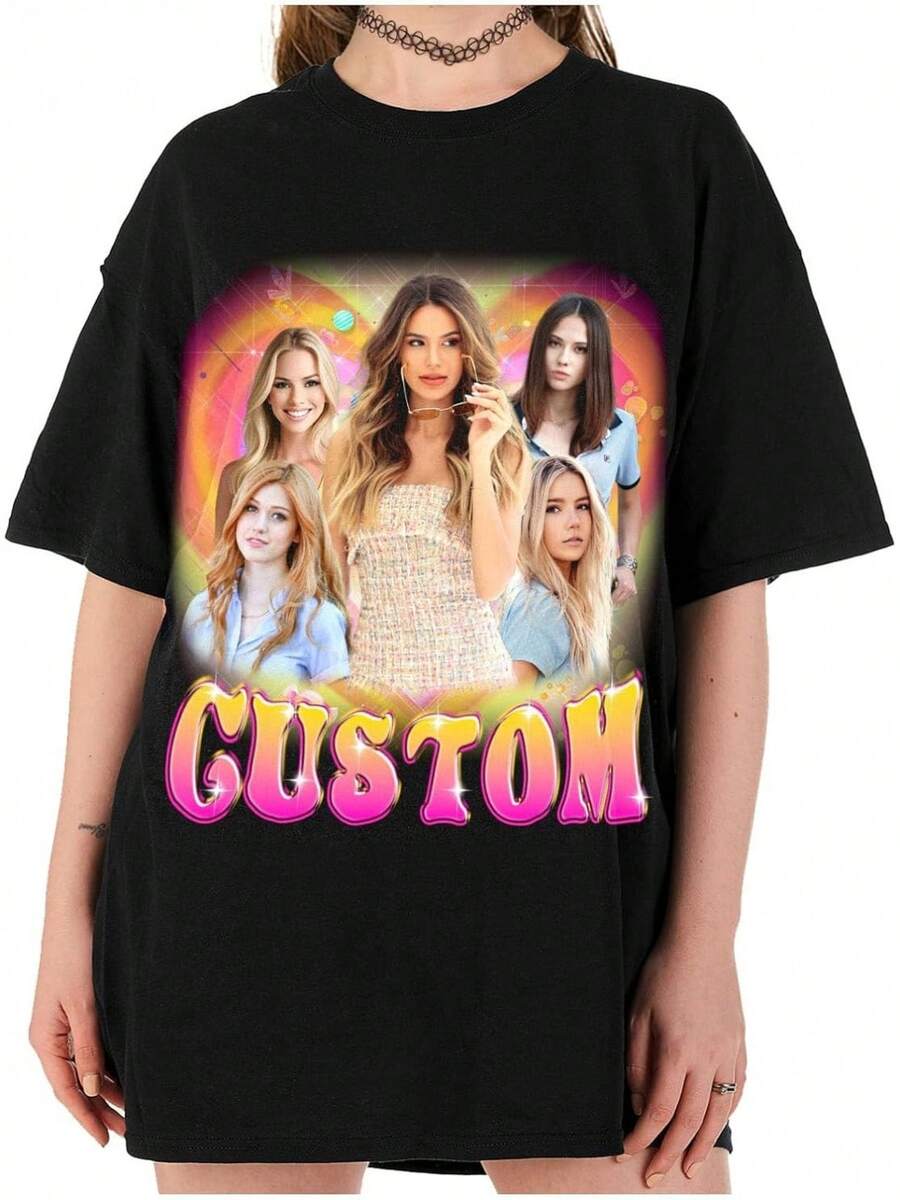 LucBuy Camisetas Personalizadas de Rap Pirata, Sudadera Extragrande con Texto y Fotos de Caras Retro Personalizadas, Cara Gráfica Cuello Redondo Casual Hombro Caído Sudaderas con Capucha Regalos - Estilo 7 - Ver 1