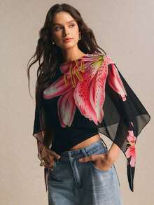 uello chal marrón para mujer, blusas elegantes para mujer, blusas casuales para mujer, apropiada para uso diario, salir, ir y venir en otoño/invierno, blusa de manga de murciélago, blusa marrón café, blusa marrón oscuro - Negro 2 - Ver 3