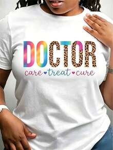 Women's Summer Set With Short-Sleeved Round Neck T-Shirt With Nursing  Print - Putih A - View 1