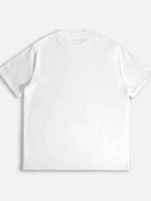 Camiseta blanca para mujer, camiseta de manga corta con lema simple en inglés, logotipo gráfico, cuello redondo casual, corte regular, tejido cómodo para todas las estaciones, adecuada para el uso diario, camiseta promocional de , elegante cami - Blanco - Ver 2
