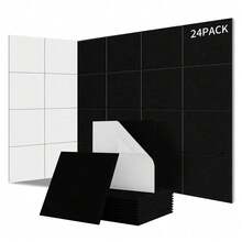 12-Pack Acoustic Panels – Self-Adhesive Brick Design | High-Density Polyester For Studio-Grade Soundproofing | Fireproof & -Friendly | Easy Peel-And-Stick Installation – Perfect For Home Studios, Offices & Gaming Rooms - Black - View 1