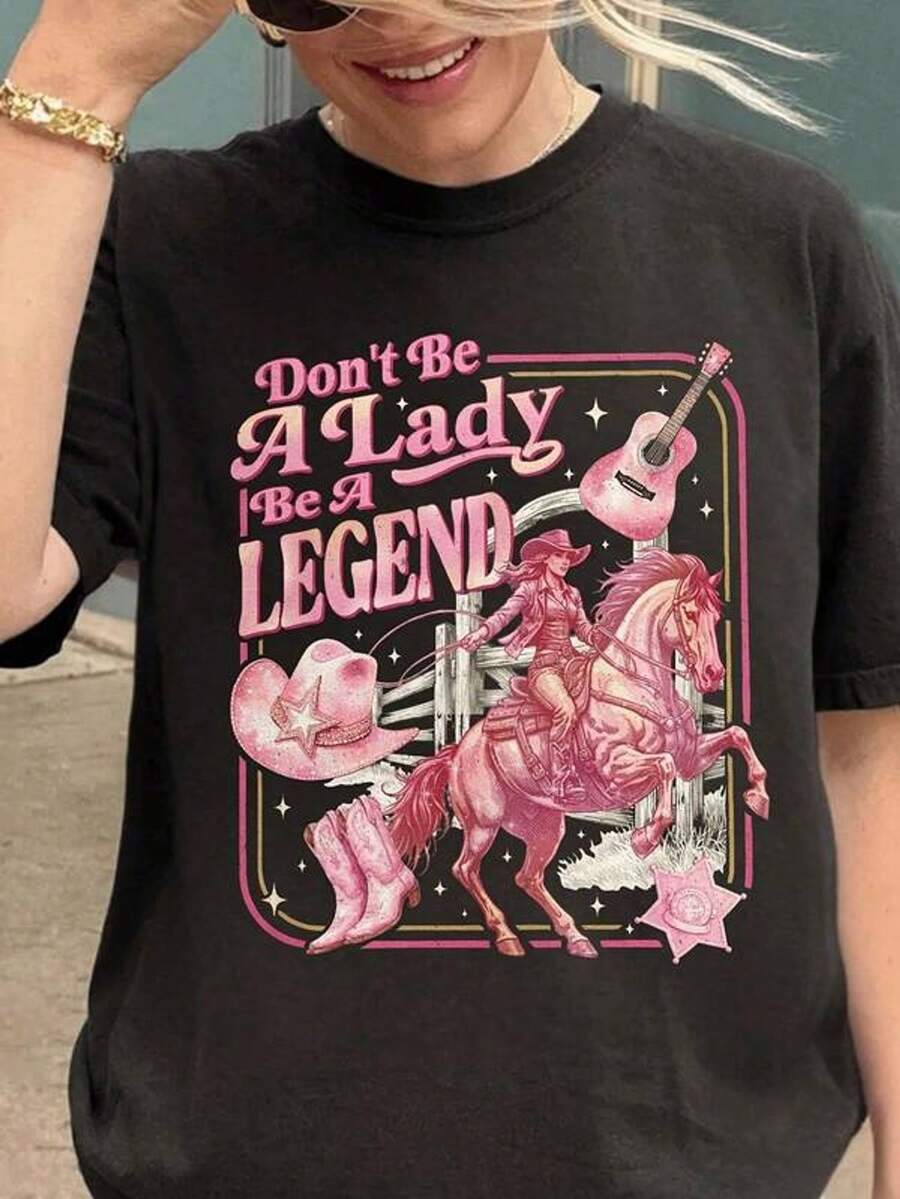 Camisetas para hombre y mujer, Don't Be A Lady Be A Legend Shirt|Camiseta de los derechos de las mujeres, camiseta con cita inspiradora, regalo para conciertos de música, unisex, cuello redondo vintage, top casual, perfecto para fines de semana informales y Día de San Valentín, impresión por transferencia térmica de corte regular, manga corta, ropa de mujer, blusas para mujer, tops para mujer, camisetas para mujer.Tela ligera y transpirable, conjuntos casuales para mujer, ropa para climas cálidos, diseño divertido, ideal para jugar al aire libre.