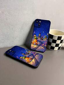 Bob Esponja Pantalones Cuadrados noche estrellada azul naranjafunda de teléfono Fundas compatibles con ,Apple,VIVO,OPPO,,, y Honor.Fabricadas en silicona TPU,ofrecen protección contra golpes y caídas. - Negro - Ver 7