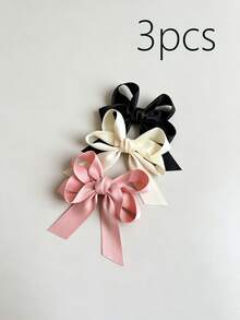 2pcs/3pcs Cotton Ribbon Fabric Solid Color Elegant Streamers Hair Clips, Versatile Daily, Party, School, Wedding Gift Hair Accessories, Ponytail Decor - Multicolor - View 12