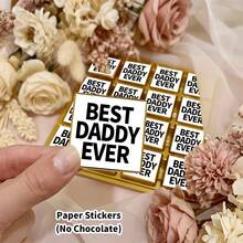 120pcs/10sheets "World's Best Dad" Chocolate Label Stickers, Square Dad Theme Chocolate Stickers Suitable For Father's Day, Birthday And Holiday Celebrations, Gift Packaging Labels, Party Decorations - Multicolor - View 5