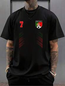 Camiseta Retro Vintage de la Selección Nacional de Portugal 100% Algodón con Diseño Artístico de Sol y Luna, Suave y Transpirable, Cuello Redondo, para Uso Casual, Manga Corta, Tejido Ligero para Todas las Estaciones, Ideal para Halloween y Regalo de Navidad - Negro - Ver 1