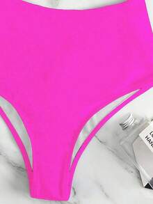 Swim Vcay Traje de baño de una pieza de unicolor negro elegante sin mangas, de cintura alta y con tirantes ajustables, para primavera/verano 2026 - Rosa Fucsia - Ver 7