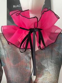 1 pieza Cuello calentador de unicolor con pliegues de moda, cuello versátil para actuaciones en el escenario y fotografía - Multicolor - Ver 9