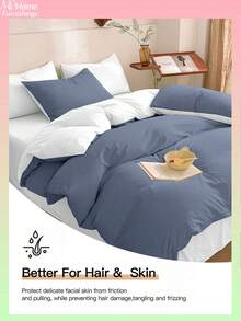 Conjunto de cama azul e branco de 3 peças, inclui 1 capa de edredom e 2 fronhas, tecido macio e confortável para o lar, disponível em várias cores, ideal para quartos de estudantes, decoração de quarto simples e moderna, lavável à máquina, sem enchimento. - Azul - Ver 6