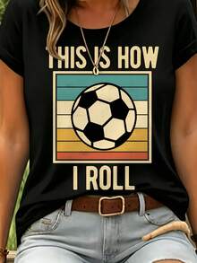 Show Off Your Love For Football With This Vintage T-Shirt, Featuring A Ball And The Phrase "This Is How I Roll", Ideal For Sports Lovers. - 黑色 - 查看 1