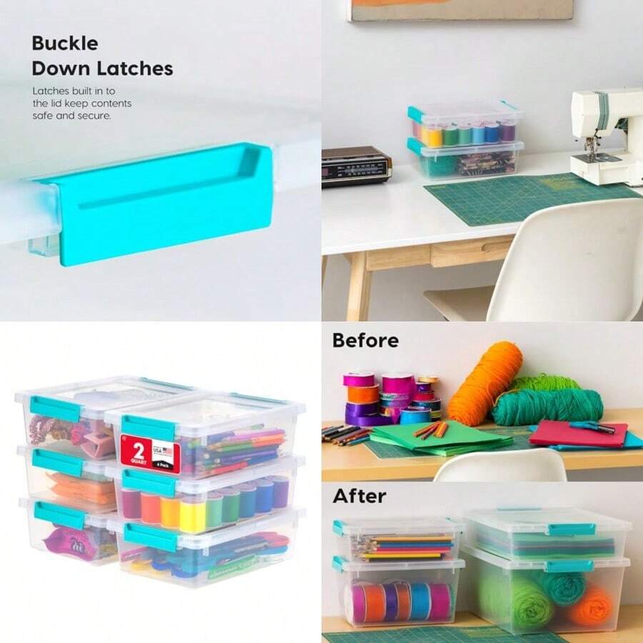 Storage Bins - Transparent/Aquamarine Blue - View 1