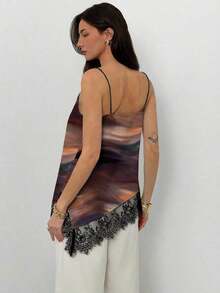 Top de tirantes de mujer con encaje y bajo asimétrico - Multicolor - Ver 4