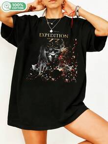 Expeditions 333 Clair Obscurr Dark Mask Red Rose Grunge Vintage Graphic T-Shirt, Dark Fantasy Gamer Casual Cotton T-Shirt For Fans. - 黑色 - 查看 6