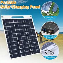 1pc Emergency Solar Panel Charger, Portable Solar Power Bank - Rechargeable For Outdoor Emergency Use - With USB Charging Port - Voltage Stabilized Battery Charger Suitable For Power Banks, Mobile Phones, Outdoor Camping, Home Use - Black - View 5