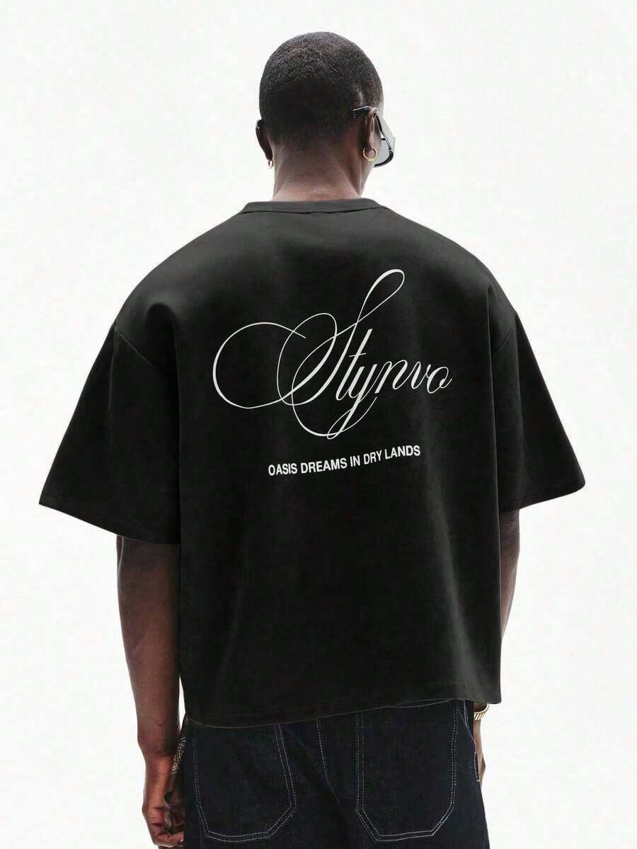 Men's Short Sleeve Crew Neck T-Shirt With Minimalist Print, Olive Green Graphic Tee, Oversized Printed Crop Top For Men, Unisex Washed T-Shirt. Y2K Style, Fashionable Style, Cute Style, Casual Style, Women's Blouses > Clothing. 230g (Sizes S-XXXL) - 6 - 查看 1
