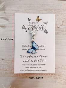 1pc/10pcs Set Dreamy Butterfly Pendant Decoration, Comes With Inspirational Card, Durable Metal Material, Suitable For Bag Decor, Party Favors, Teacher's Day Gifts, Travel Gifts, Classroom Rewards, Christmas Gifts, New Year Gifts, Birthday Gifts, Best Friend Gifts - Multicolor - View 6