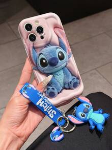 Disney Lilo And Stitch Phone Case : 3D Fluffy Pattern Border Protector Phone Soft Phone Case With A Free Cute Stitch Bracelet Chain Lanyard, Stitch, Lilo, Angel, For Apple 17 Promax 17 Pro 16 15 14 13 12 11 Pro Max XS Max X XR Soft Cover Summer Phone Case - trắng - Xem 3