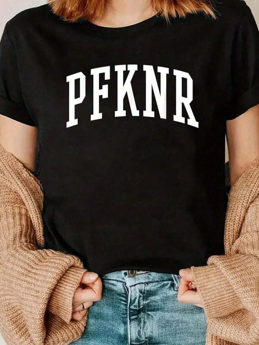 PFKNR Puerto Rico Boricua T-Shirt, Creative Design, Printed Cotton T-Shirts, Summer Fashion For Women, Cute, Casual, Round Neck, Short Sleeve, Women's Clothing - 黑色 - 查看 1