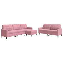 vidaXL 3-TLG. Sofagarnitur mit Kissen Rosa Samt, Sofa, Samtsofa, Sofa gepolstert, Relaxsofa, Wohnzimmermöbel, Polstersofa, Couch, Lounge Sofa - Pink - Übersicht 2