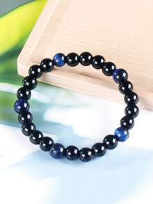 Vòng tay hạt đá mắt hổ xanh dương dành cho nam, đá tourmaline đen bảo vệ, tăng sự tự tin, hấp thụ năng lượng tiêu cực, sức mạnh, trang sức thời trang yoga thiền định, unisex. - Nhiều màu - Xem 10