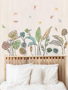 2 piezas Pegatinas de pared con estilo bohemio y flores, patrón de flores silvestres y plantas, vinilos decorativos extraíbles para la habitación de los niños, la sala de estar/fondo de sofá, decoración de pared - estilo bohemio - Ver 9