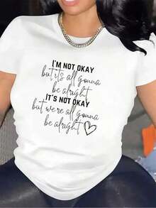 Short Sleeve T-Shirt With Inspirational Quote | Perfect For Casual Wear In The Living Room Or Dining Room, Durable And Comfortable Fabric, Ideal Gift For Friends And Family, Stylish Design For Everyday Wear, Crew Neck, Medium Stretch Fabric, Women's Standard Size Casual T-Shirt, Breathable Lightweight Short Sleeve Tee, Blouses For Women, Shirt - 白色 - 查看 7