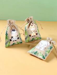 6入叢林動物抽繩袋 束口小袋 禮品包裝袋 包裝用品 生日派對用品 兒童生日禮物 派對小禮物 零食收納袋 糖果袋 派對袋填充物 嬰兒洗禮 1歲生日 家庭生日佈置 叢林主題派對 - 叢林動物 - 查看 6