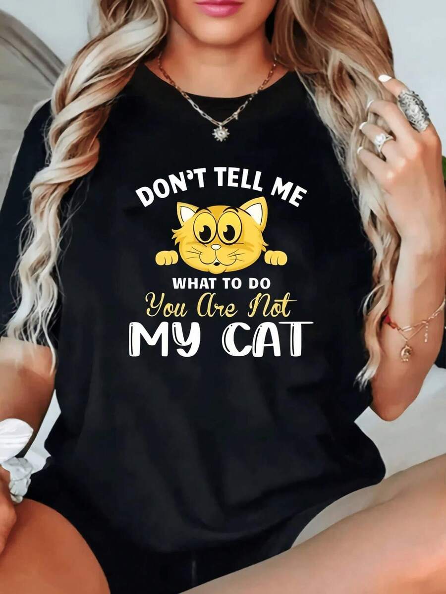 Great Offer: Women's Casual Summer T-Shirt With Round Neck And RL & E MORE Print, Slightly Elastic, Regular Fit And Short Sleeves, Ideal For Sports And Everyday Wear. - 黑色 - 查看 1