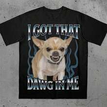 Funny Chihuahua Meme T-Shirt For Men - "I Got That Dawg In Me" Graphic, Soft 100% Cotton Black T-Shirt, Regular Fit Short Sleeve Casual Wear, Dog T-Shirt, Travel Friendly Outfit, Comfortable Crew Neck, Short Sleeves Suitable For All Ages - 紅色 - 查看 11