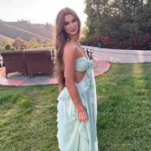 New Women's Summer Maxi Dress, Chiffon With Ruffles And Exclusive Combination, Ideal For Holidays - 綠色 - 查看 2
