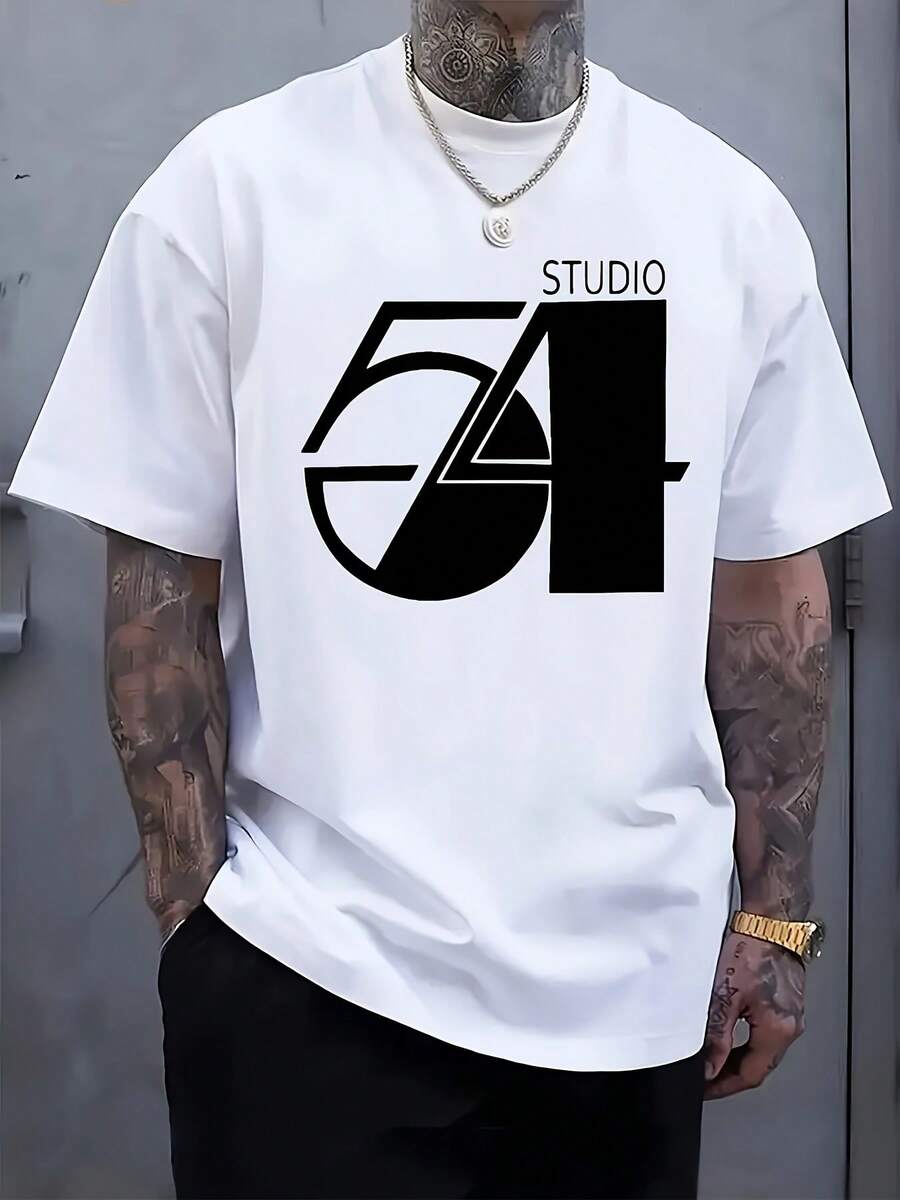 Camiseta de Hombre Elegante de Manga Corta con Estampados - Blanco - Ver 1