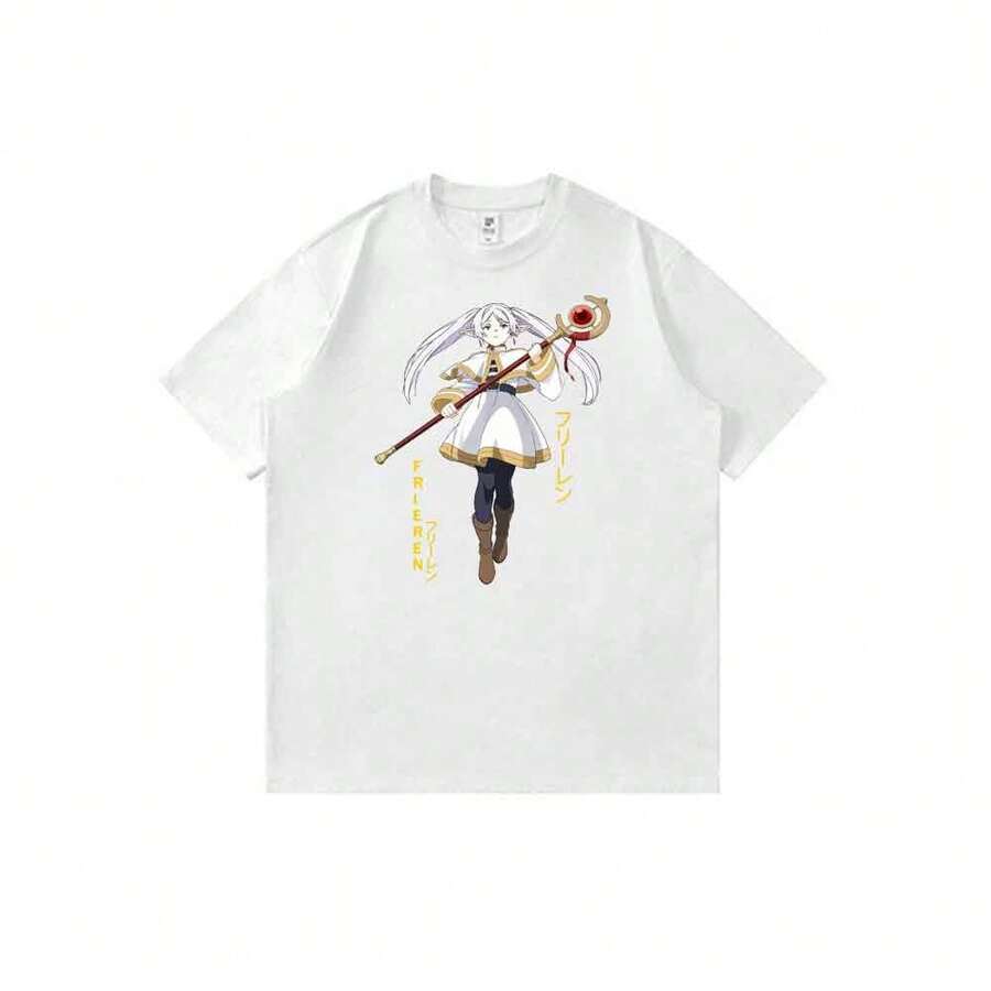 Camiseta unisex ligera de manga corta con estampado de personajes de anime clásico de Sousou-No-Frieren - Blanco - Ver 1