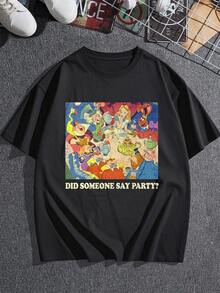 Fiesta alegre con personajes fantásticos celebrando una divertida merienda que transmite energía positiva y espíritu festivo camiseta de mujer  de tacto suave ideal para uso diario - Negro - Ver 3