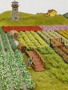 4 pcs/Box Rumput Buatan Panjang Campuran Warna, Ukuran 2,3*3,4 Inci, Mudah Dirakit, Bahan Diorama DIY, Rumput Buatan Sobek Tangan, Cocok untuk Rel Kereta Api, Lanskap Miniatur Rumah Pertanian dan Dekorasi Taman Peri, Sempurna untuk Tata Letak Jalur, Model Miniatur, Dekorasi Taman Teras dan Patio - Gugusan bunga dan rumput - View 3