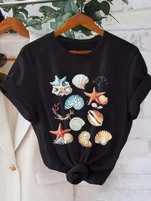 Women's Short Sleeve T-Shirt - Medium Stretch Fabric, Crew Neck, Summer Shirt | Casual & Semi-Formal Wear | Machine Washable | Single Or Layered Style | In Stock - Summer Leisure Essentials - 黑色 - 查看 6