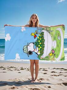 SNOOPY 畅销史努比超细纤维沙滩巾，卡通儿童沙滩浴巾，夏季海边吸水毛巾 - 長方形 - 查看 12