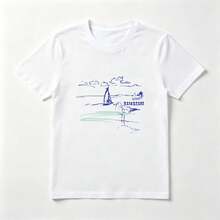 Seagull White Cotton Beach Shirt, Nautical Style, Comfortable - White - View 1