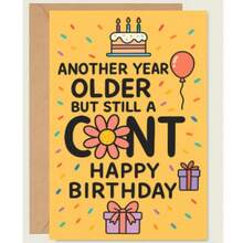 Cartão de aniversário engraçado e divertido (1 unidade), com mensagens animadas e engraçadas, ideal para festas de aniversário de adultos. Garantido para te fazer rir. Acompanha envelope de cor aleatória. - 18*13cm - Ver 4