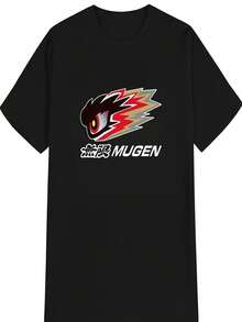 Mugen Power Racing Tuner Women's Black T-Shirt, Featuring Japanese Racing Car Graphics, The Mugen Logo And A Dragon Design, Made From Thick Cotton Knit Fabric. - 黑色 - 查看 1